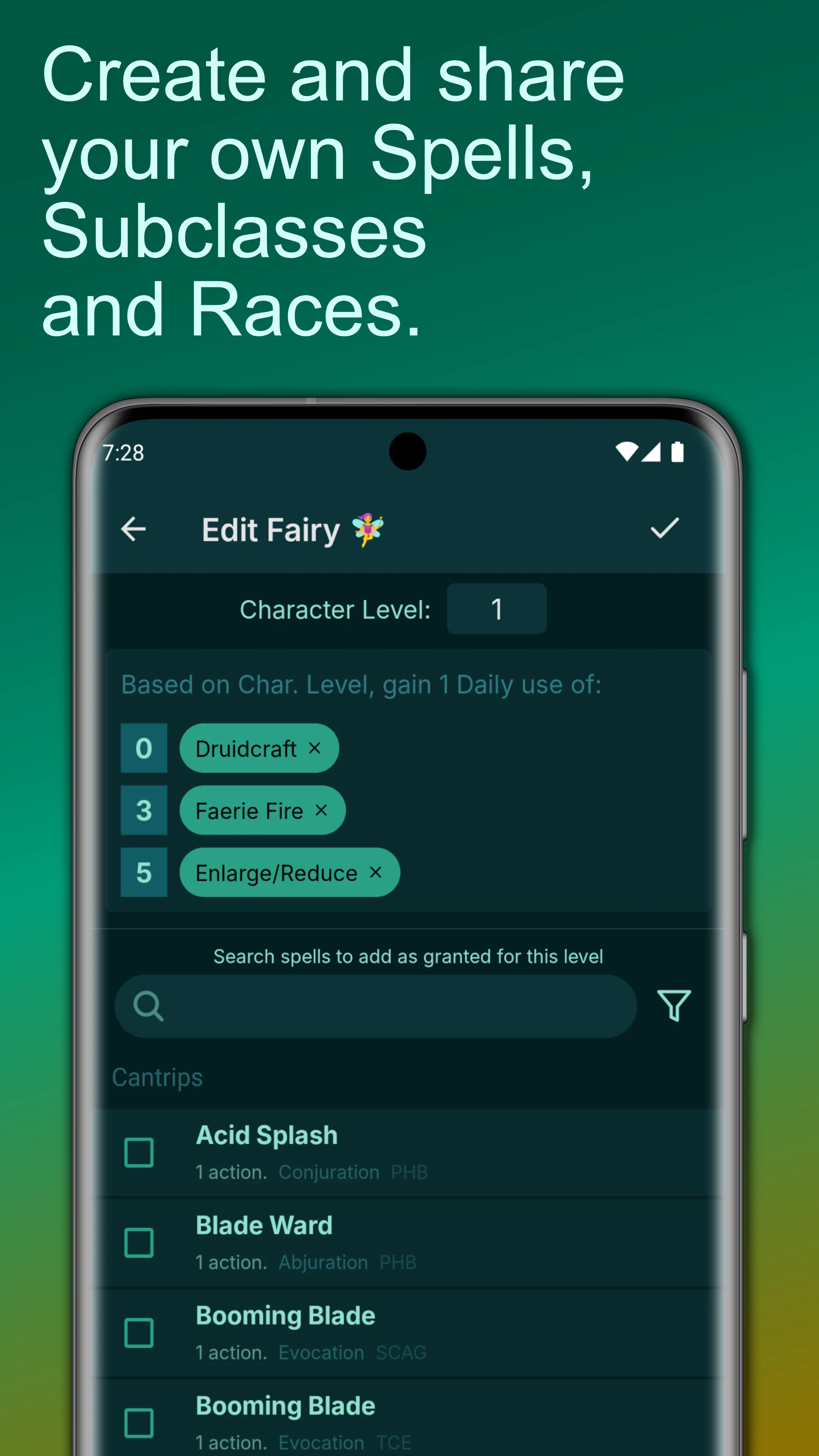 5e DnD Spell List screenshot