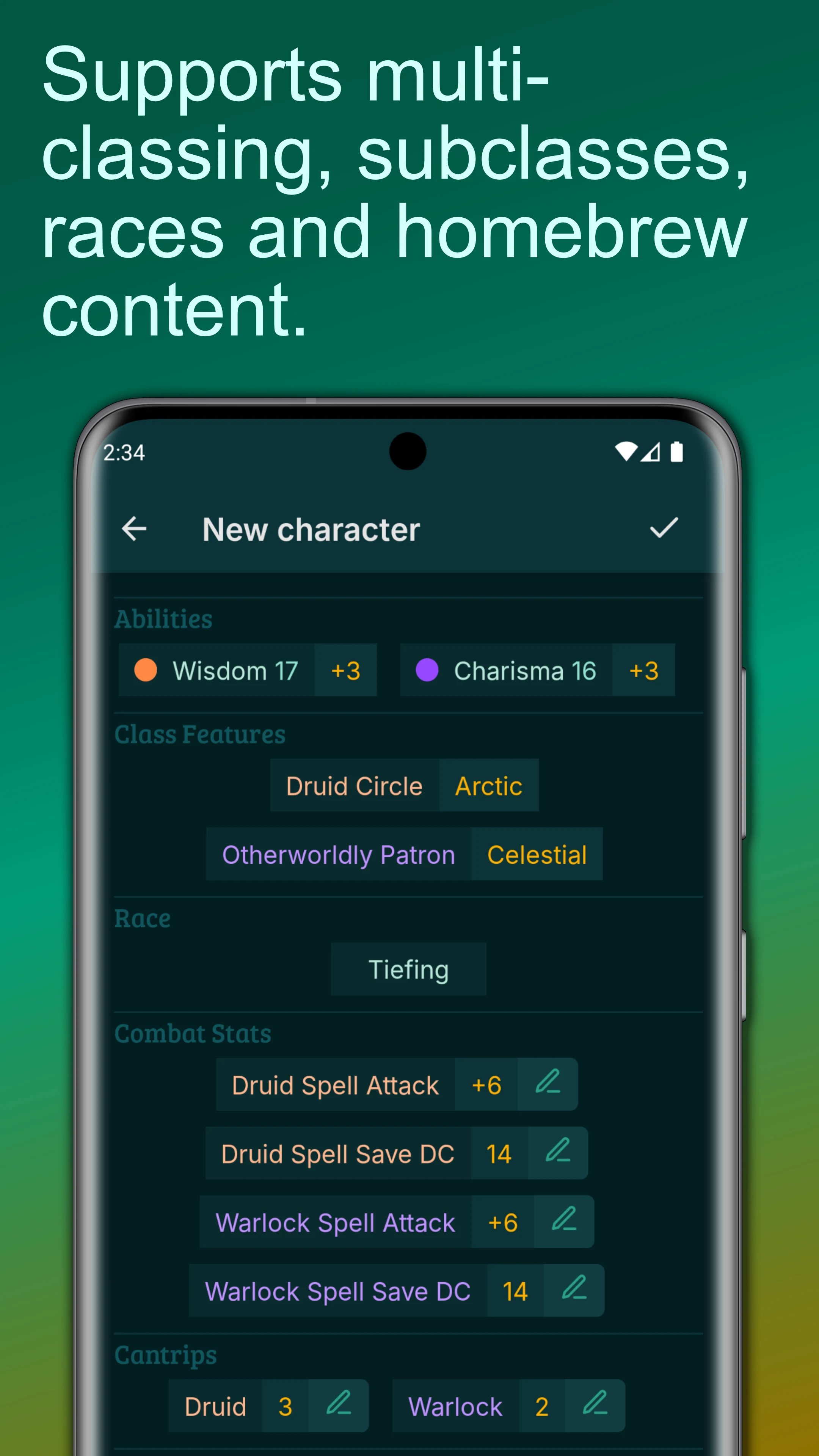 5e DnD Spell List screenshot