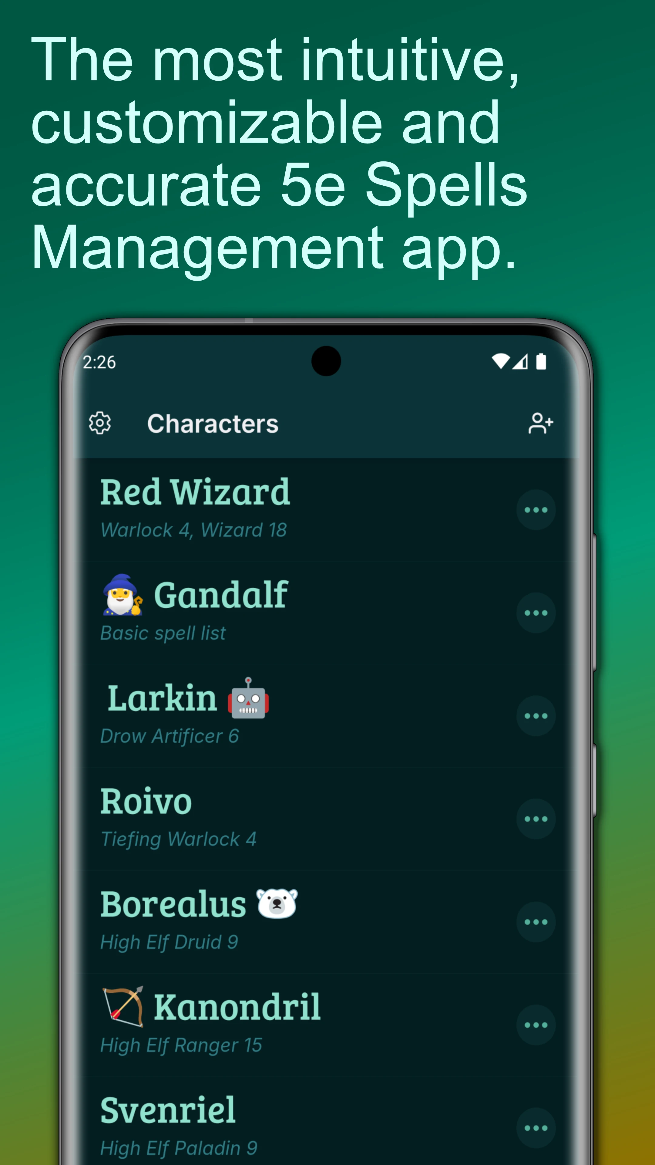 5e DnD Spell List screenshot